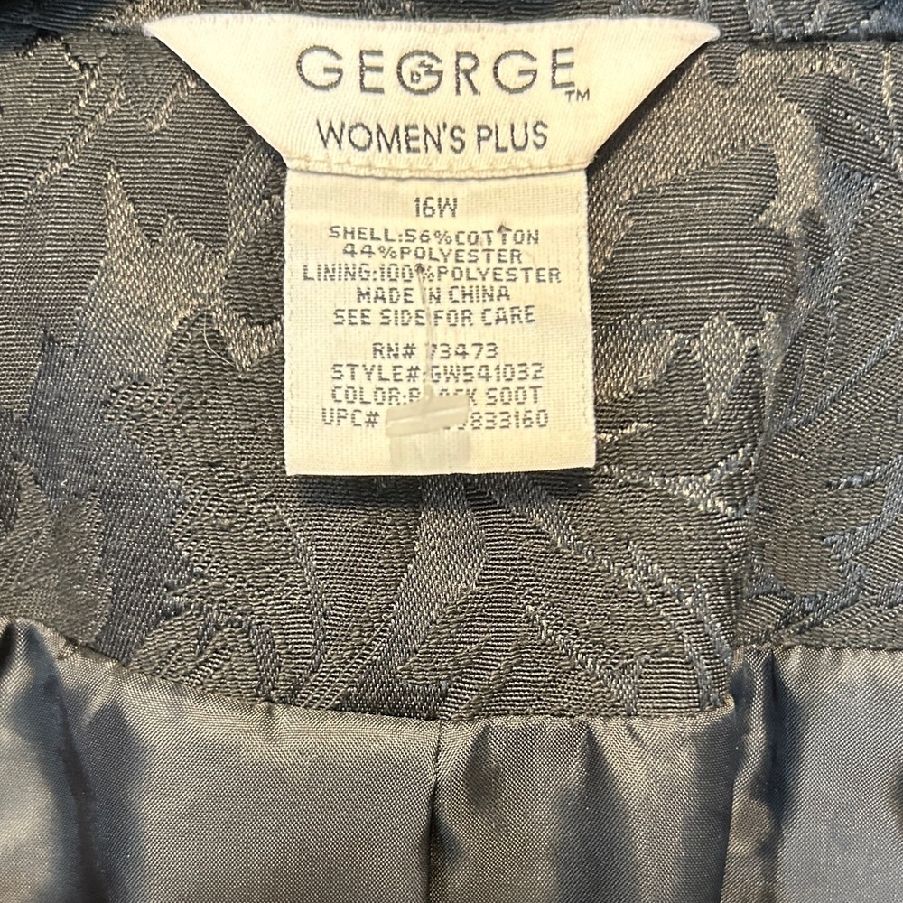 George Black Jacquard Leaf Mid Length Jacket Coat - Picture 13 of 13
